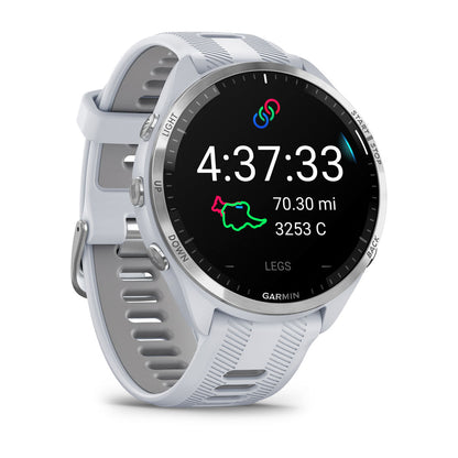 Forerunner® 965 Titanium Bezel with Whitestone Case and Whitestone/Powder Gray Silicone Band
