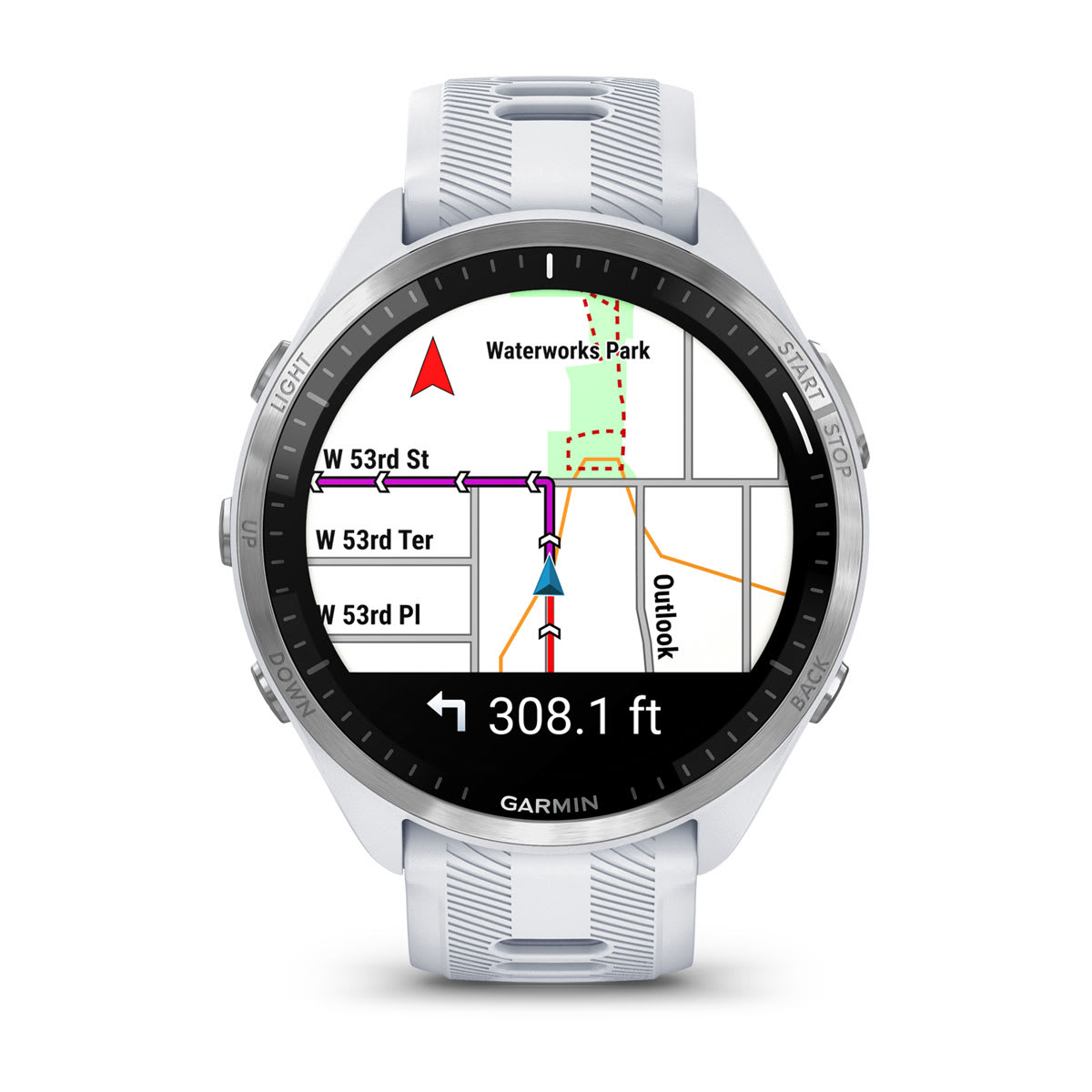 Forerunner® 965 Titanium Bezel with Whitestone Case and Whitestone/Powder Gray Silicone Band