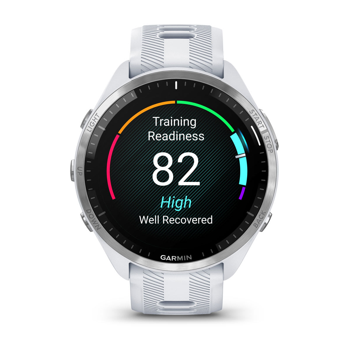 Forerunner® 965 Titanium Bezel with Whitestone Case and Whitestone/Powder Gray Silicone Band