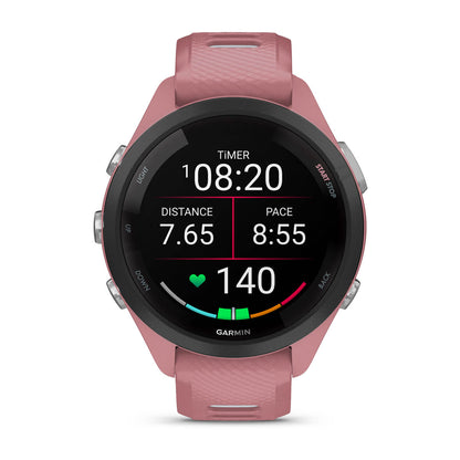 Forerunner® 265S Black Bezel with Light Pink Case and Light Pink/Whitestone Silicone Band