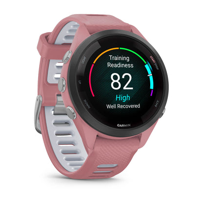 Forerunner® 265S Black Bezel with Light Pink Case and Light Pink/Whitestone Silicone Band