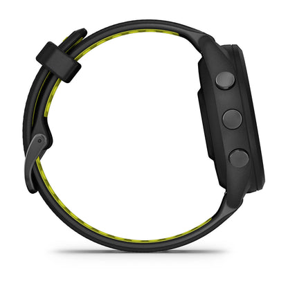 Forerunner® 265S Black Bezel and Case with Black/Amp Yellow Silicone Band