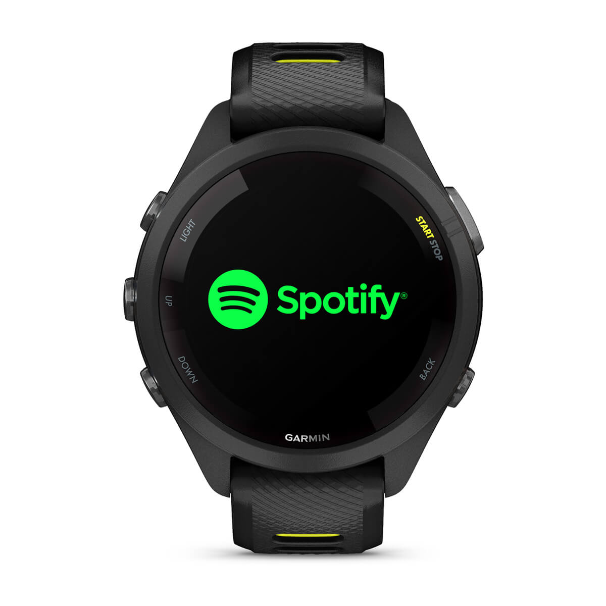 Forerunner® 265S Black Bezel and Case with Black/Amp Yellow Silicone Band