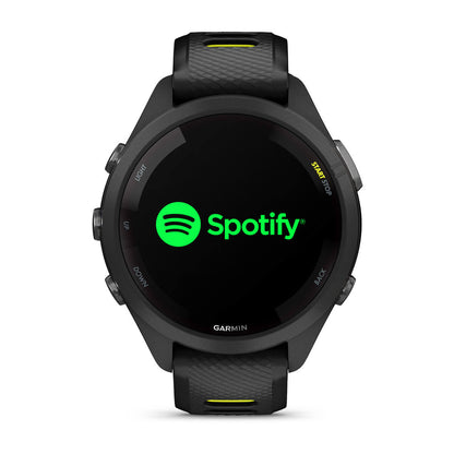 Forerunner® 265S Black Bezel and Case with Black/Amp Yellow Silicone Band