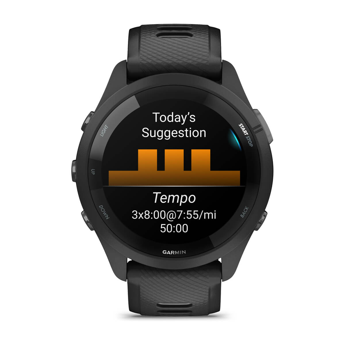 Forerunner® 265 Black Bezel and Case with Black/Powder Gray Silicone Band
