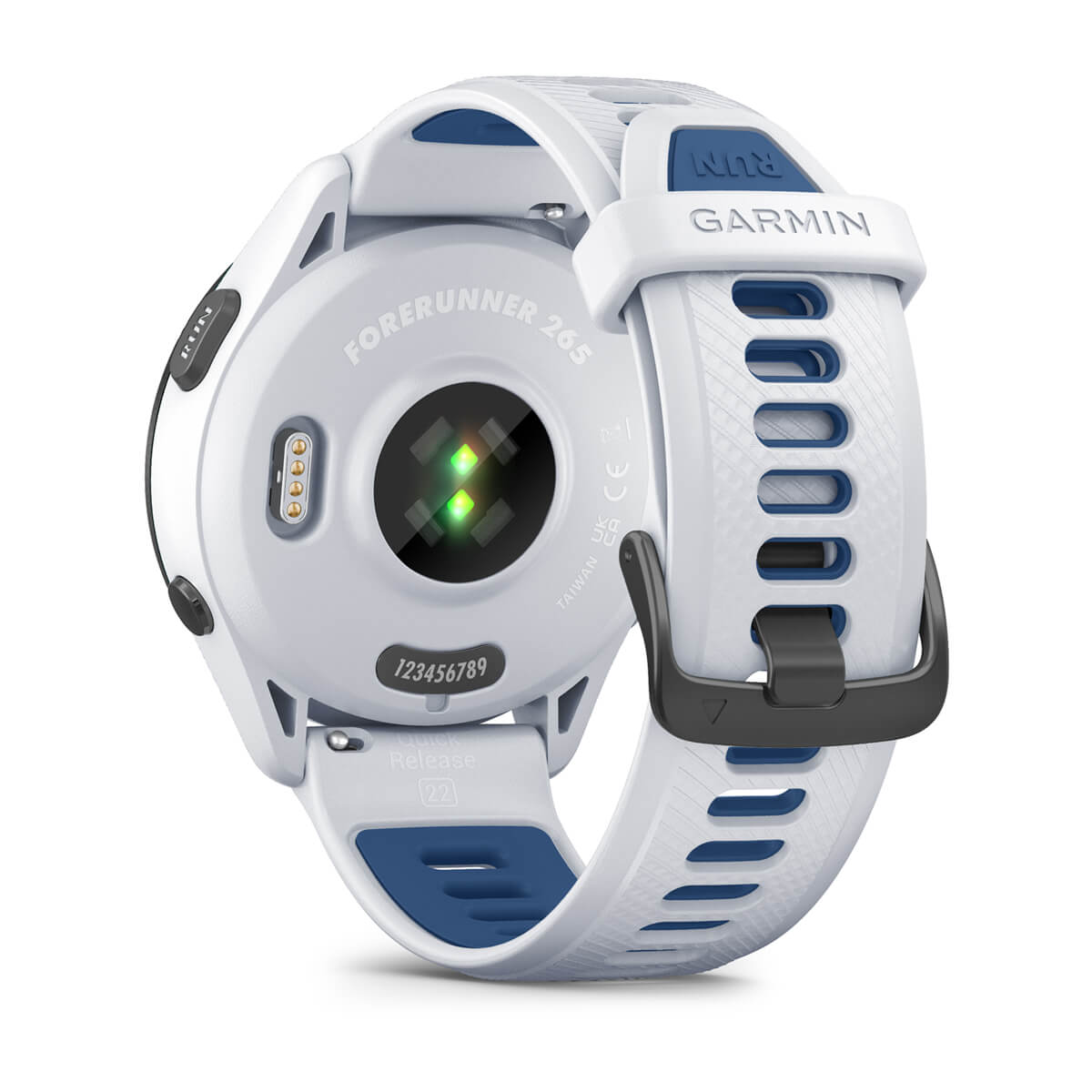 Forerunner® 265 Black Bezel with Whitestone Case and Whitestone/Tidal Blue Silicone Band