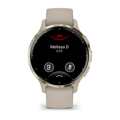 Venu® 3S Soft Gold Stainless Steel Bezel with French Gray Case and Silicone Band