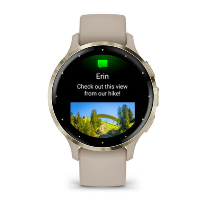 Venu® 3S Soft Gold Stainless Steel Bezel with French Gray Case and Silicone Band