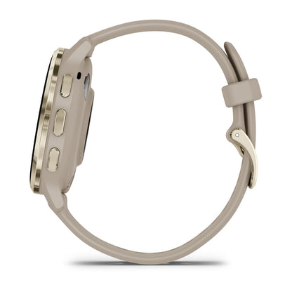 Venu® 3S Soft Gold Stainless Steel Bezel with French Gray Case and Silicone Band