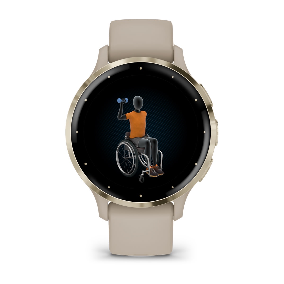 Venu® 3S Soft Gold Stainless Steel Bezel with French Gray Case and Silicone Band