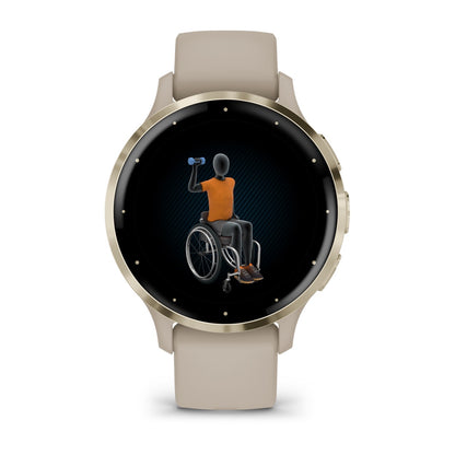 Venu® 3S Soft Gold Stainless Steel Bezel with French Gray Case and Silicone Band