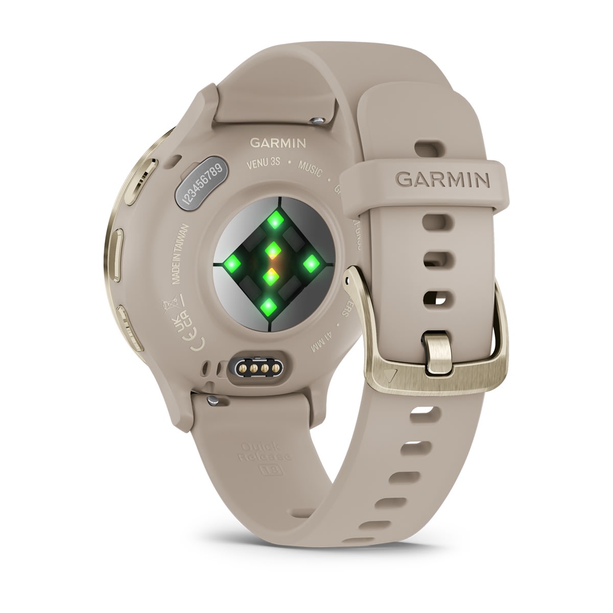 Venu® 3S Soft Gold Stainless Steel Bezel with French Gray Case and Silicone Band