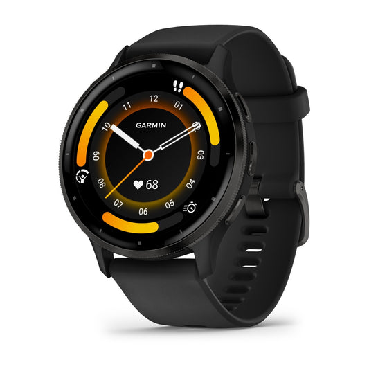 Venu® 3 Slate Stainless Steel Bezel with Black Case and Silicone Band