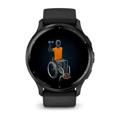 Venu® 3 Slate Stainless Steel Bezel with Black Case and Silicone Band