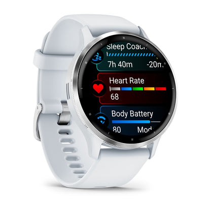 Venu® 3 Silver Stainless Steel Bezel with Whitestone Case and Silicone Band