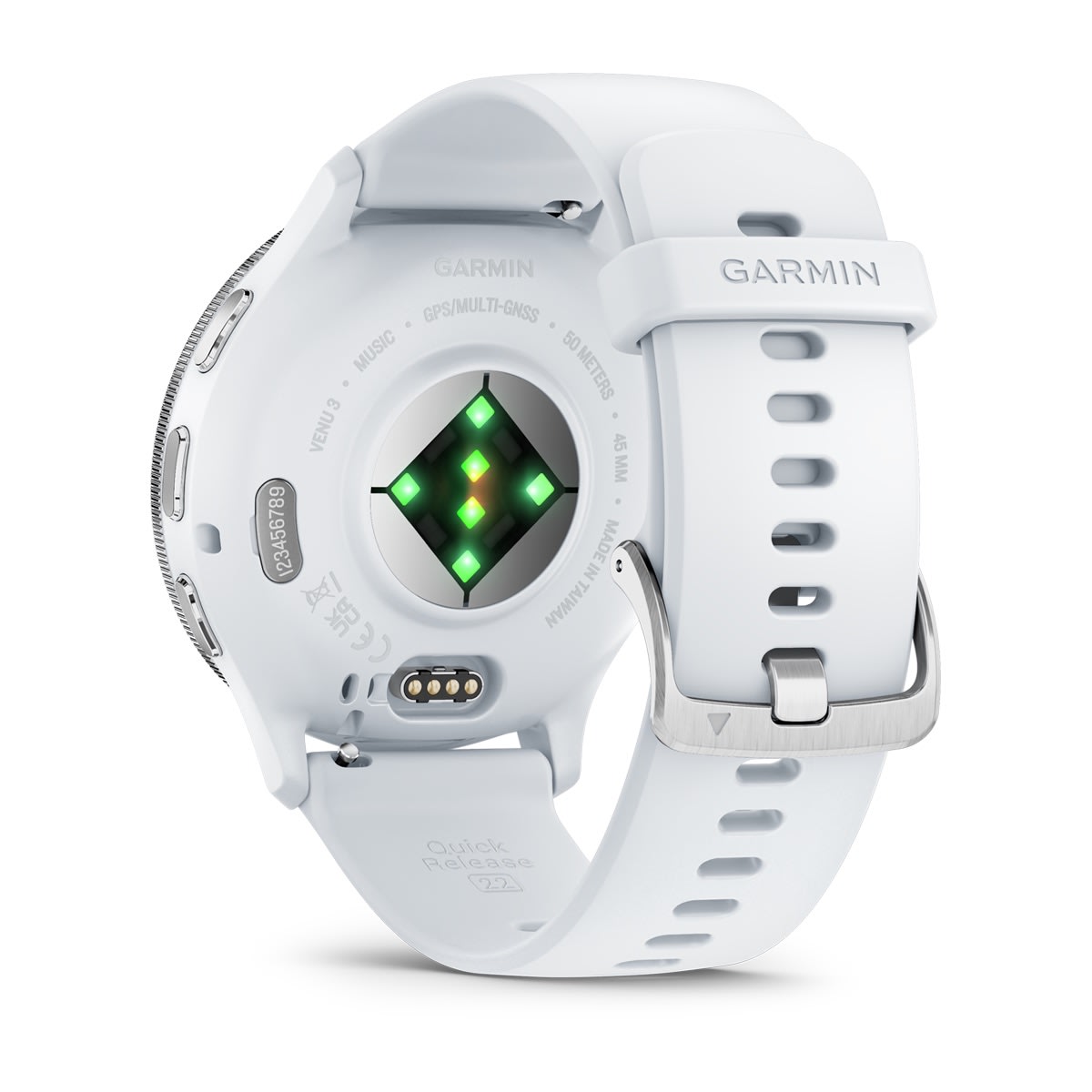 Venu® 3 Silver Stainless Steel Bezel with Whitestone Case and Silicone Band