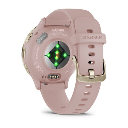 Venu® 3S Soft Gold Stainless Steel Bezel with Dust Rose Case and Silicone Band