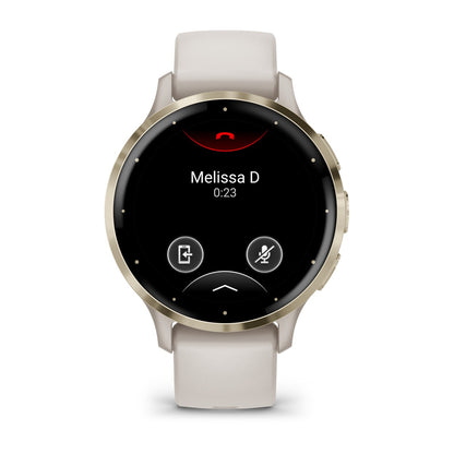 Venu® 3S Soft Gold Stainless Steel Bezel with Ivory Case and Silicone Band