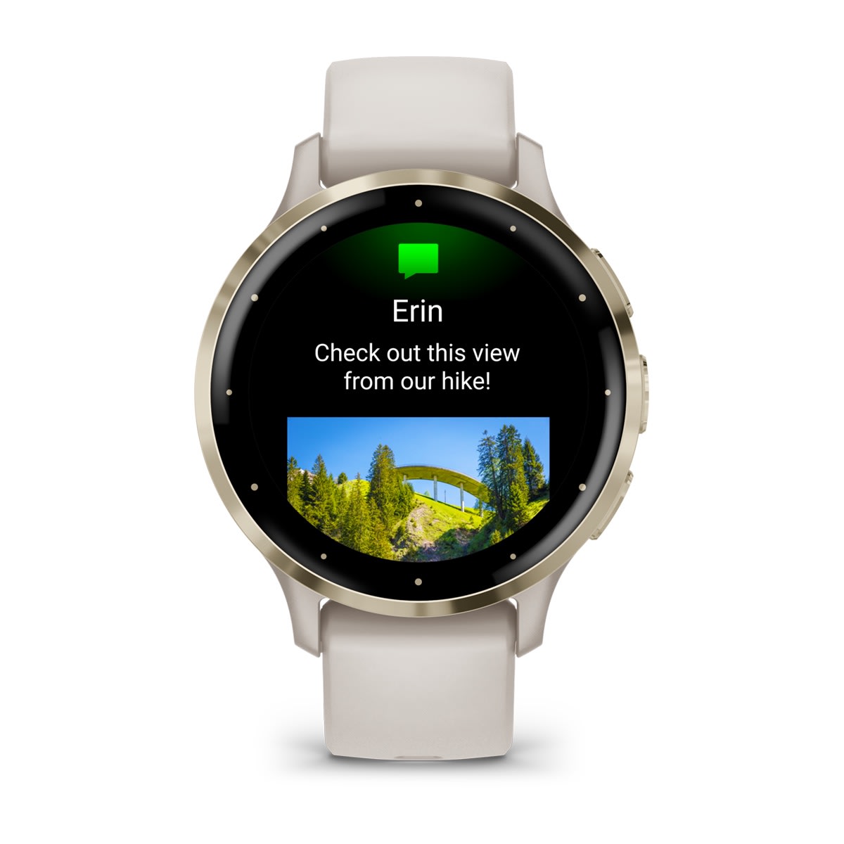 Venu® 3S Soft Gold Stainless Steel Bezel with Ivory Case and Silicone Band
