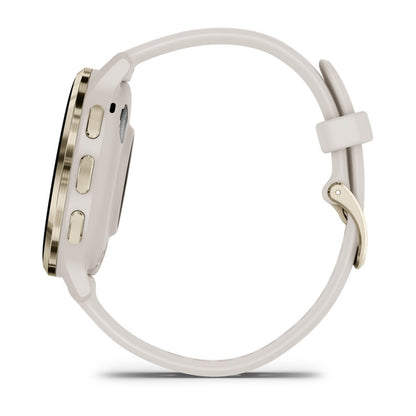 Venu® 3S Soft Gold Stainless Steel Bezel with Ivory Case and Silicone Band