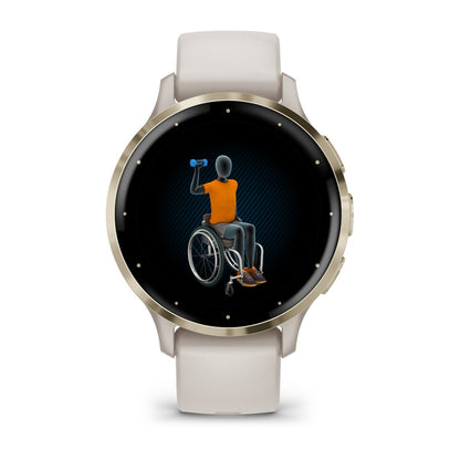 Venu® 3S Soft Gold Stainless Steel Bezel with Ivory Case and Silicone Band