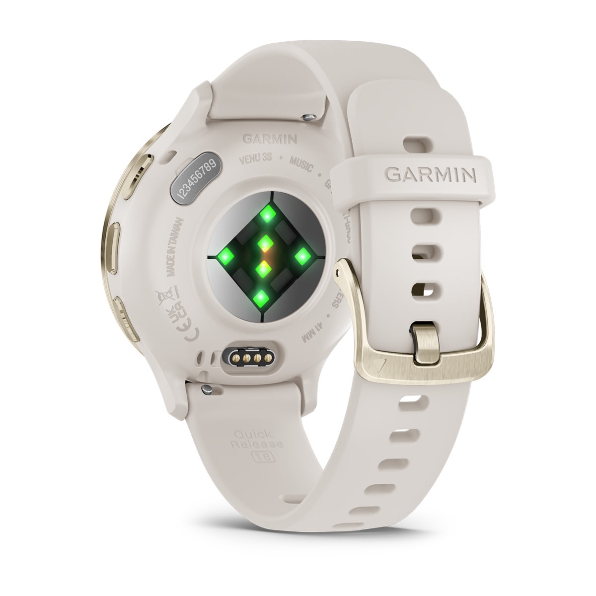 Venu® 3S Soft Gold Stainless Steel Bezel with Ivory Case and Silicone Band